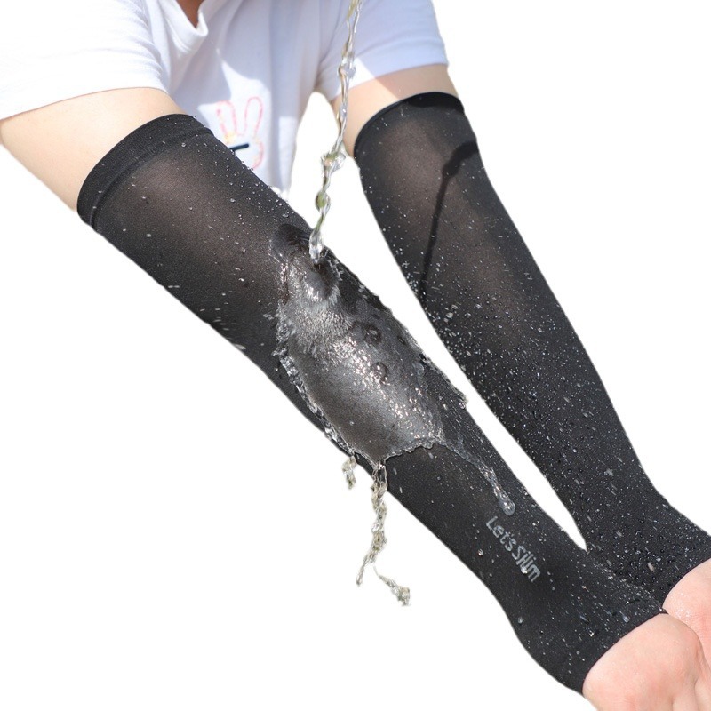 Manga de hielo de verano de protección solar de Las Mujeres oversleeve UV Hielo de Seda brazo de protección brazo manga delgada guantes de equitación protección del codo de los hombres