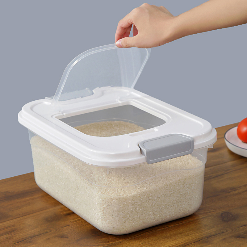 Kitchen rice storage bucket 25 catties Japanese-style sealed rice bucket transparent household insect-proof rice box 40 catties rice can storage bucket