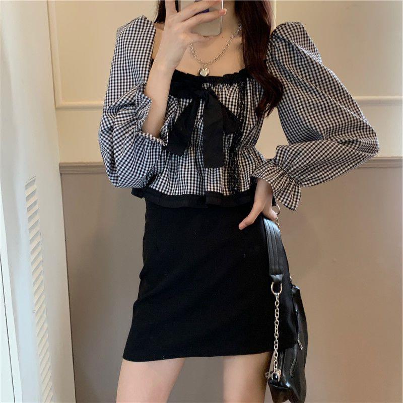 Spring lace short long-sleeve with bow