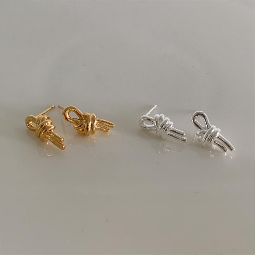 1 Par Estilo Simple Nudo Enchapado Plata Esterlina Pendientes display picture 11