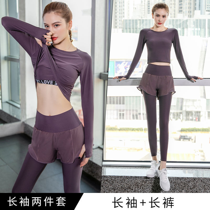Trajes deportivos de yoga para mujeres verano nuevo 2025 nuevo abrigo con cojín de pecho secado rápido falso dos pantalones comercio exterior
