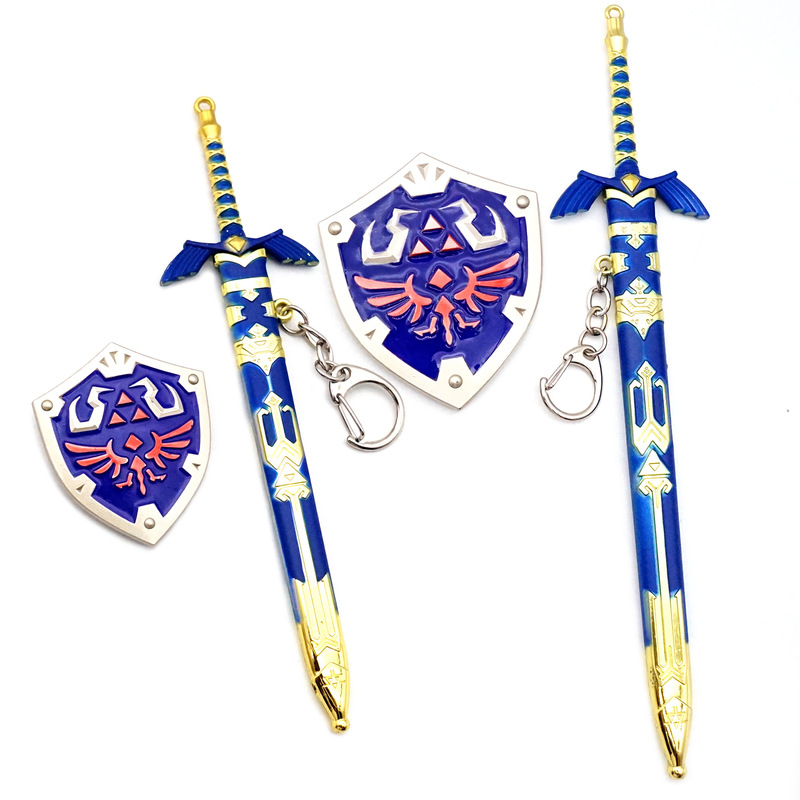 Legend of Zelda Master Sword alloy weapon keychain Helia shield alloy weapon suit pendant