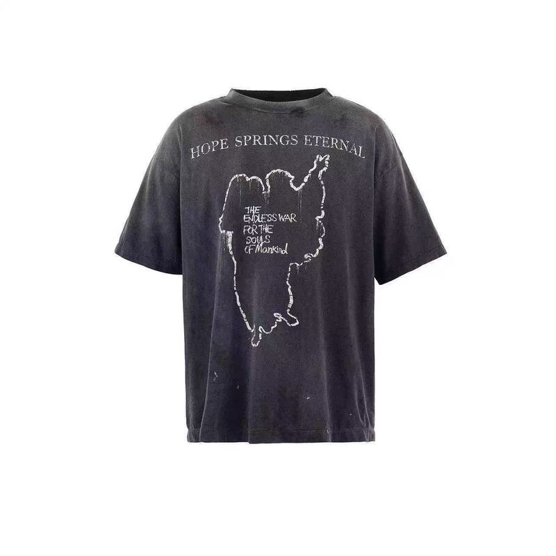 高品質 SAINT MICHAEL ICON ウォッシュ加工 オールド半袖 アメカジ レトロ プリント カップル Tシャツ 男女兼用|undefined