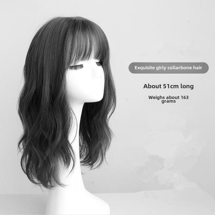 Perruque Femme Cheveux Mi-longs Tête Complète Réaliste Longueur Épaule Cheveux Courts Bouclés Étudiant Célébrité Internet Micro-bouclés Visage Rond Mode Perruque Couverture_voghion.com