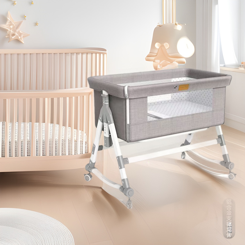 Portable Movable Crib Foldable Height Adjusting Splicing Big Bed Baby Cradles Bed Bb Bed Anti-Milk Overflow