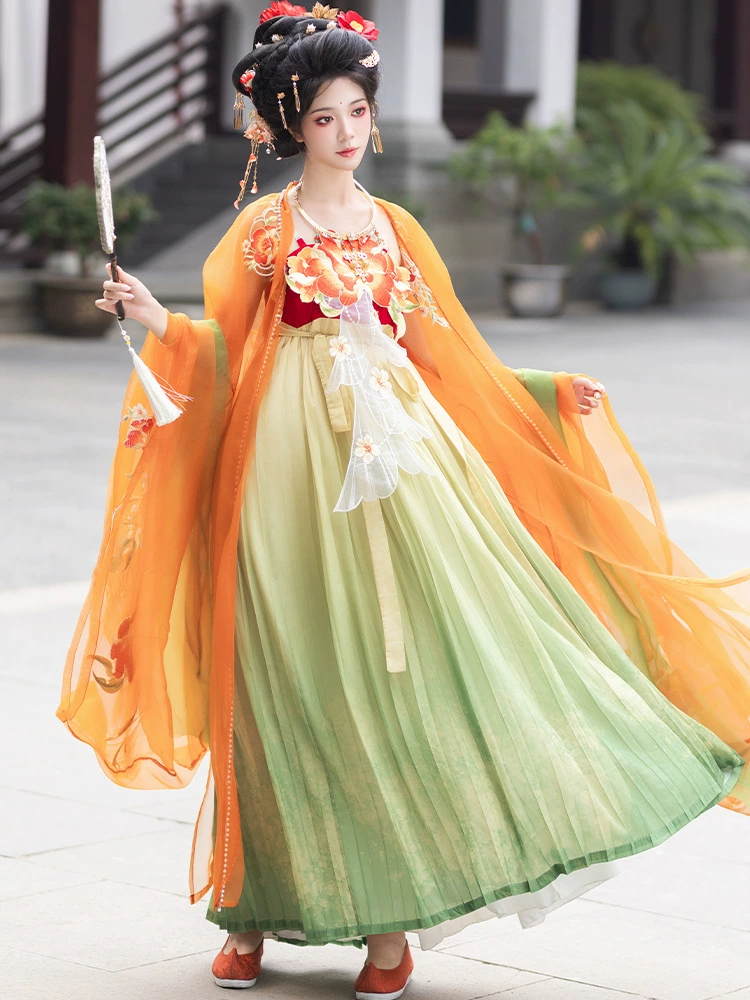 [Камелия] Оригинальный женский костюм длиной до груди в стиле династии Тан, шаль и юбка Хэши, женский новый стиль