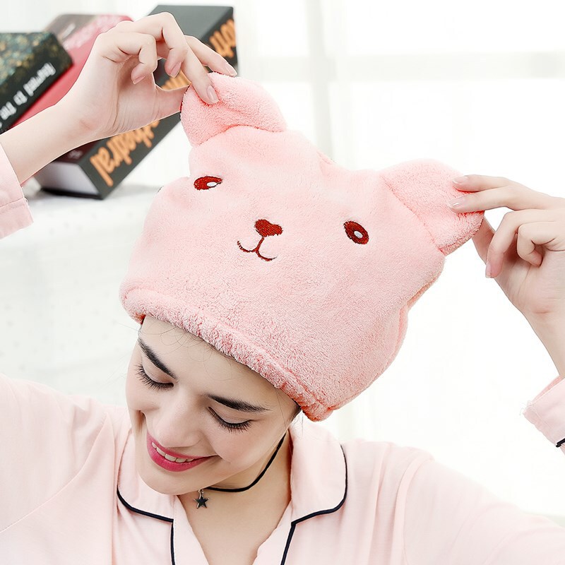 South Korea Cartoon Hair Drying Hat Shampoo Towel Super Absorbent Adult Cute Shower Hat Quick Drying Headscarf Children's Nightcap