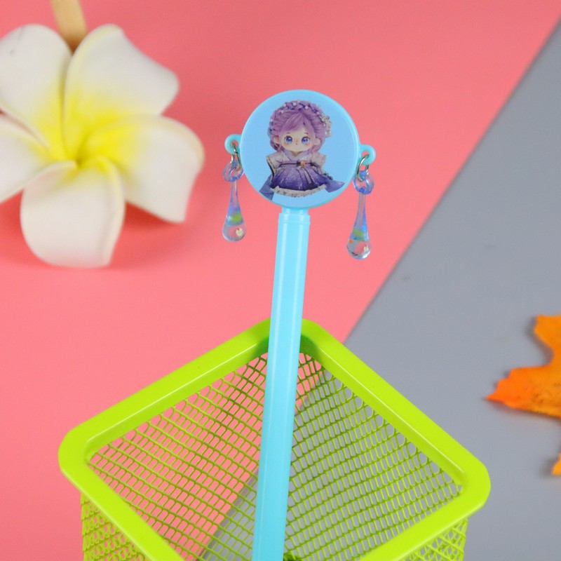 Bolígrafo de gongs en forma de sonajero creativo, bolígrafo de firma de patrón de niña linda, bolígrafo especial de regalo para estudiantes de primaria y secundaria
