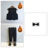 Fleece black vest, trousers, bow tie, maple leaf lapel pin