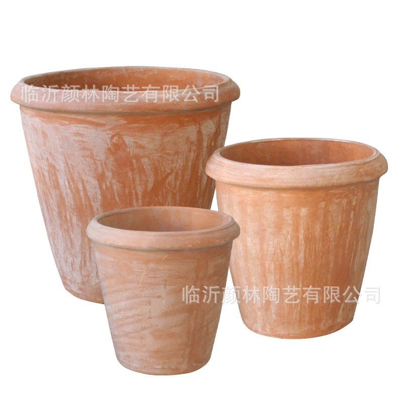 Suministro y exportación de maceta de gran tamaño, maceta de árboles, maceta de cerámica roja, jardín retro, maceta de paisaje rural estadounidense
