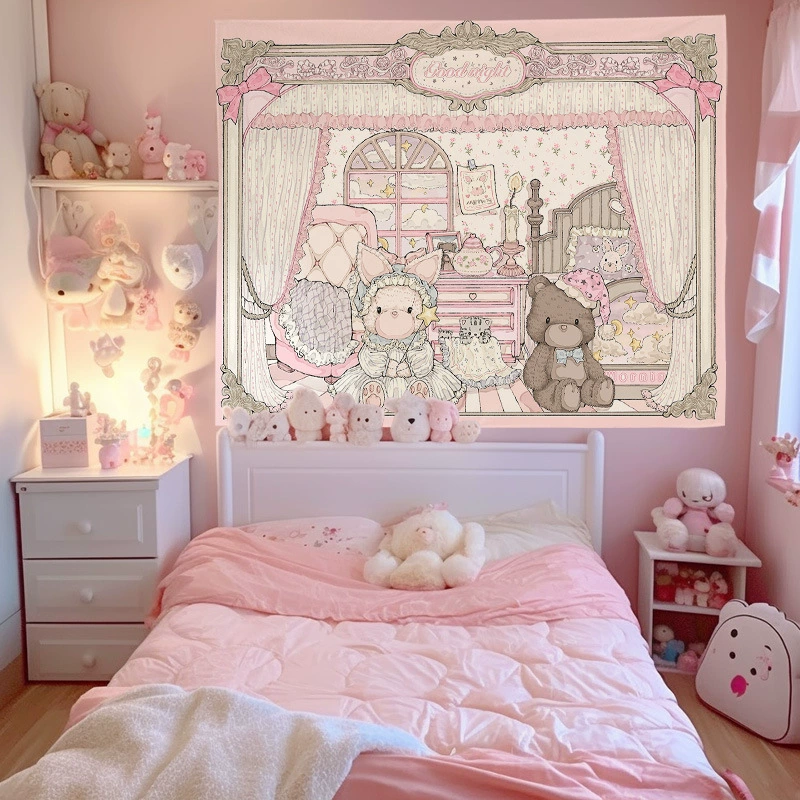 Тканевый фон с изображением сердца девушки из Интернета, теплая декоративная ткань для спальни, общежитие для девочек, милый тканевый фон на стене