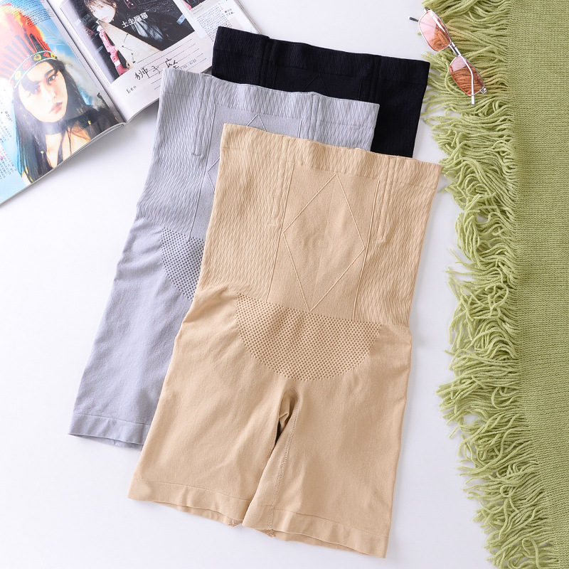 Cross-border seamless high-waisted honeycomb tummy control pants, women's plus size underwear, postpartum body shaping boxer briefs