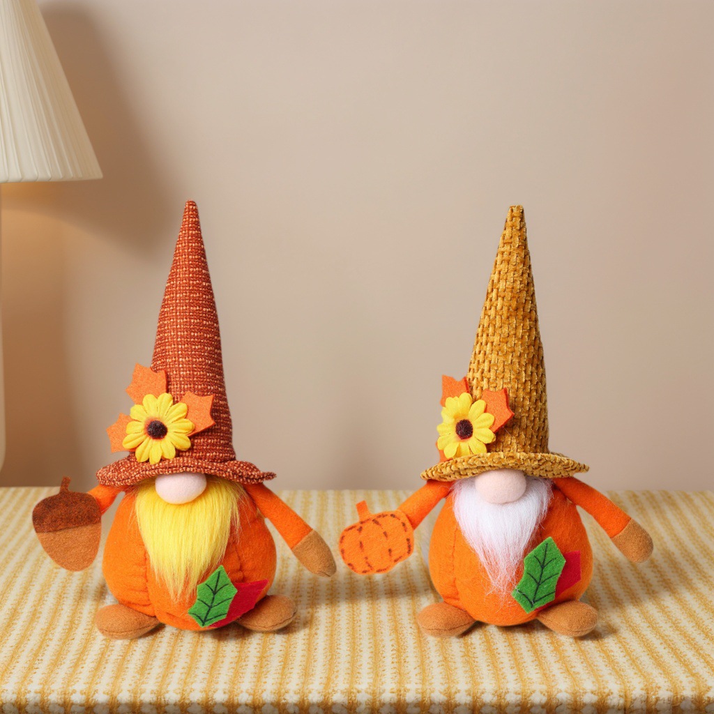 Nuevo festival de cosecha de felpa de Acción de Gracias transfronterizo decoración muñeca sin rostro calabaza hoja de arce Rudolph decoración lote