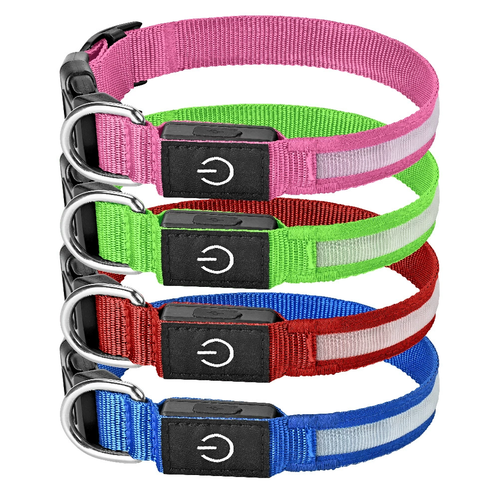 Amazon Взрывы USB Flash ошейник для собак Светодиодный светящийся ошейник из проволочной сетки ночной бег собака Прогулка светоотражающий пояс зоотовары