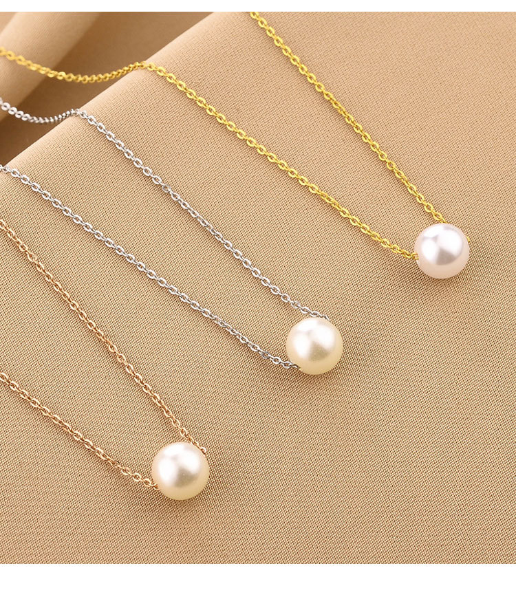 Simple Style Geometric Titanium Steel Plating Artificial Pearls Necklace