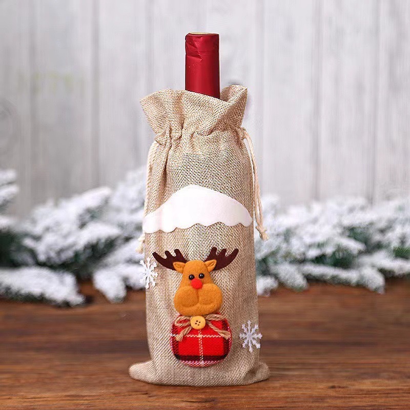 クロスボーダー酒瓶セット酒袋麻布クリスマス新品シャンパンワイン瓶セットワイン瓶袋テーブル装飾品|undefined