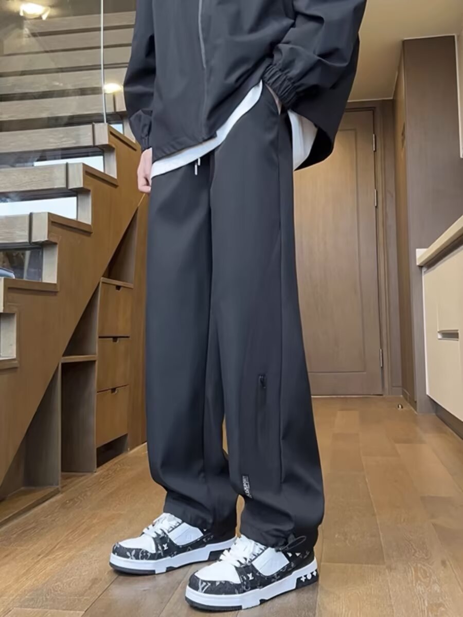 Función americana impermeable pantalones de invierno masculinos tendencia de otoño y invierno más veludo engrosado suelto tubo recto pantalones de trabajo ocio