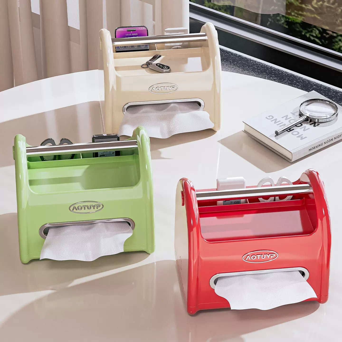 家用多功能纸巾盒桌面高颜值轻奢餐巾纸收纳盒茶几客厅创意抽纸盒