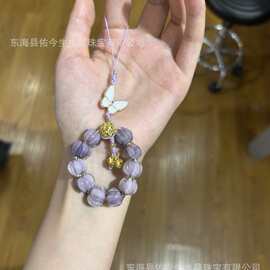 破茧成蝶~寺庙文创暮山紫与凤行紫铃兰莲花手机挂件蝴蝶算盘包挂