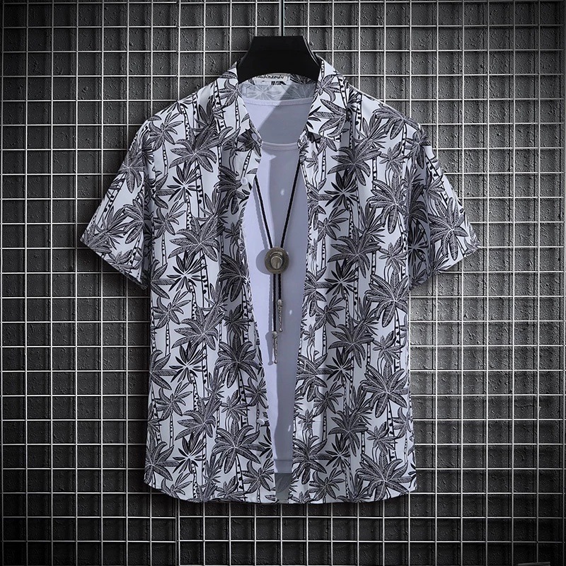 Venta caliente transfronteriza europea y americana vacaciones de verano camisa de manga corta hawaiana moda casual color flor impresión 3D