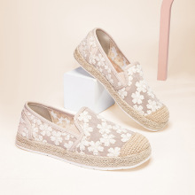 渔夫鞋女2025新款夏季平底布鞋网面蕾丝透气一脚蹬女鞋孕妇休闲鞋