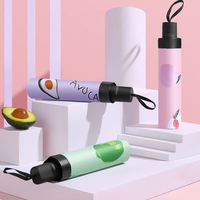 晴雨伞两用小清新水果伞黑胶防晒遮阳太阳伞折叠加固加粗伞杆|ms