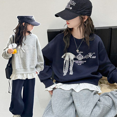 女童春秋装卫衣2025新款童装大儿童韩版女孩春秋卡通洋气上衣跨境