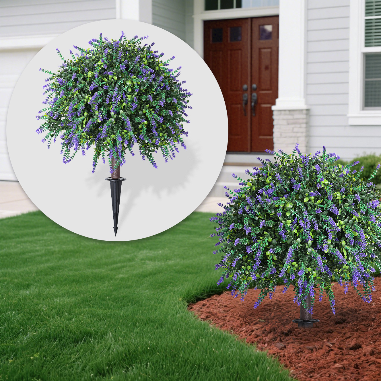 Amazon explosión imitación de plantación verde lavanda poplar inserción de madera esférica plantación verde decoración del hogar inserción de ciprés