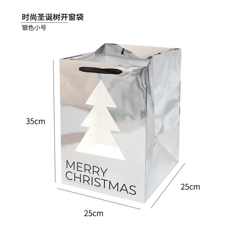 クリスマスクリスマスツリー手提げ紙袋ギフトバッグ窓開きギフトバッグクリスマスイブ透明ギフトバッグ卸売|undefined