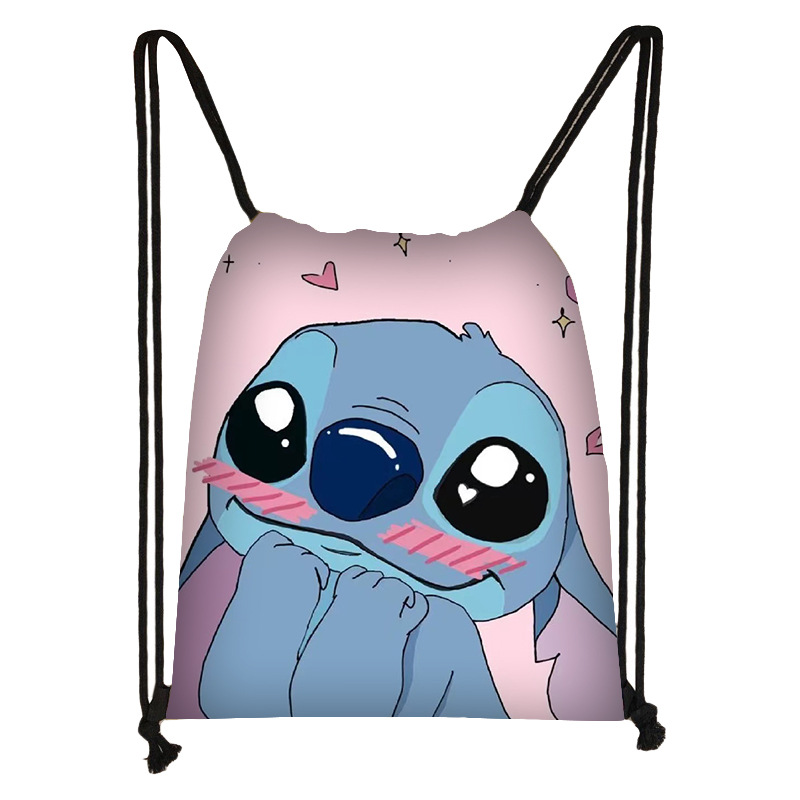 2024年史迪仔束口袋兒童卡通雙肩包小學生大容量收納袋跨境批發熱