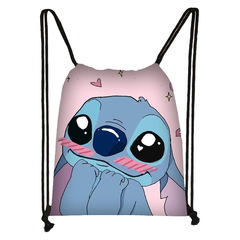 2024年史迪仔束口袋兒童卡通雙肩包小學生大容量收納袋跨境批發熱