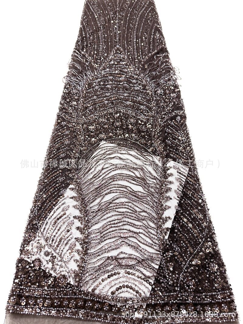 Fabricante pesado flange cuentas de tela de moda diseño europeo y americano vestido de cena vestido de tela