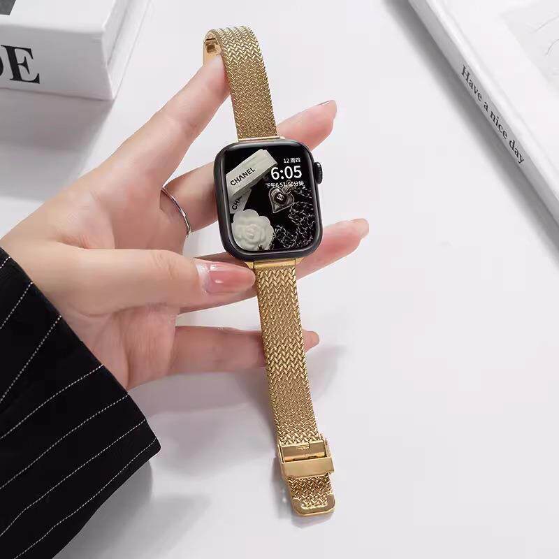 Gold - wheat ear slim 14mm [clasp] / Single watch strap [no accessories]