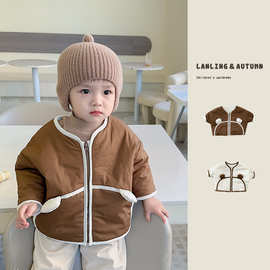 韩版儿童外套秋冬装男女宝宝洋气拼色保暖棉服婴儿加厚衣服外穿冬
