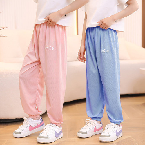 Children's anti-mosquito pants 2024 new medium and large children's casual pants thin boys and girls pajama pants 0-8 years old children's clothing children's pants