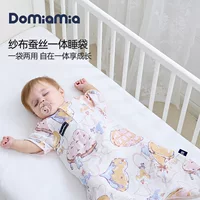 Domiamia шелковый марлевый двухслойный цельный вязаный спальный мешок с короткими рукавами, марлевые весенне-осенние детские пижамы на все сезоны