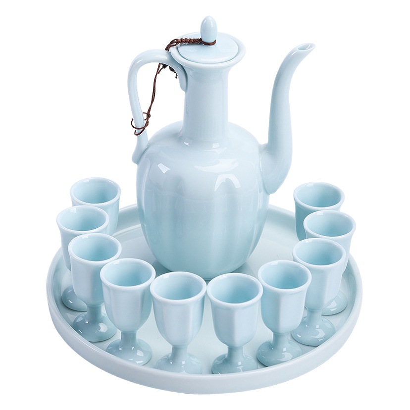 Wine Warmer Ceramic Heating Household Wine Set Large Capacity Yellow Rice Wine Hot Pot White Wine Glass Antique Chinese Style