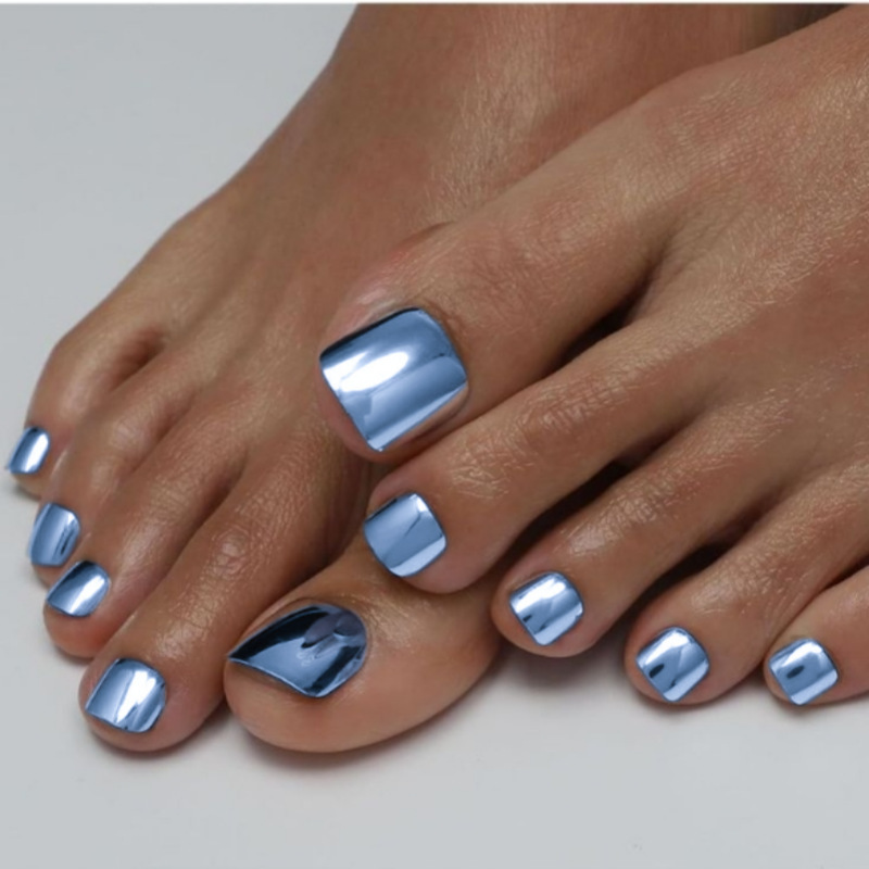 Electroplated Light Blue Cross-Border Ins Style Skin-Brightening Toenail Fake Nail Patches Wholesale Nail Pieces Finished Product Electroplated Light Blue Cross-Border Ins Style Skin-Brightening Toenail Fake Nail Patches Wholesale Nail Pieces Finished Product