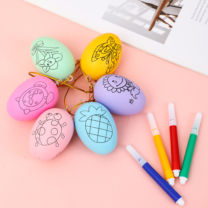 Dibujar huevos de Pascua Dibujar huevos de pato Kindergarten Concha de huevo para niños Diy Juguete de huevo de simulación pintado a mano