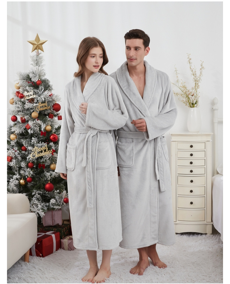 GraceChic GraceChic Autumn Winter Thick Men Plus Size Flannel Long Bathrobe Couple Warm Pajamas Women European American Homewear_voghion.com
