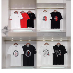 新しいヒップホップ植毛Monモンフルプリントクレア口ベルクロ半袖ユニセックスTシャツトップカップル着用