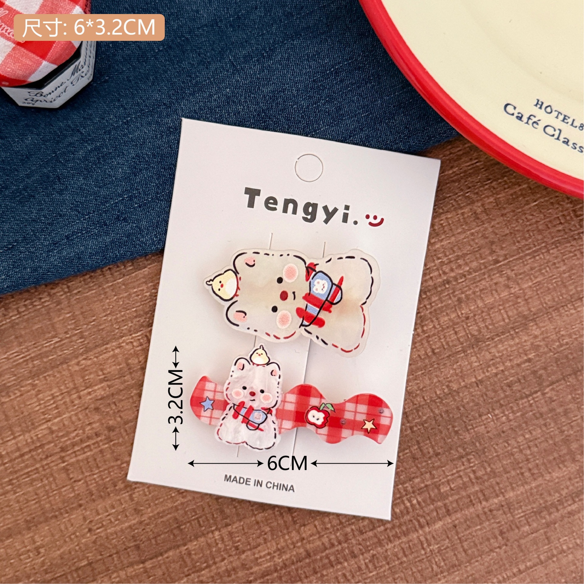 Diversión de dibujos animados oso acrílico clip de pelo dulce chica clip de boca de pato alto valor facial universal clip de pelo para niños adornos de cabello para mujeres