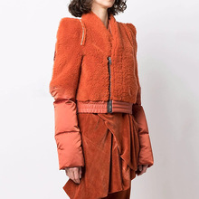 澳洲潮牌小眾毛絨拼接棉服冬季新款設計感斜拉鏈修身氣質短外套女
