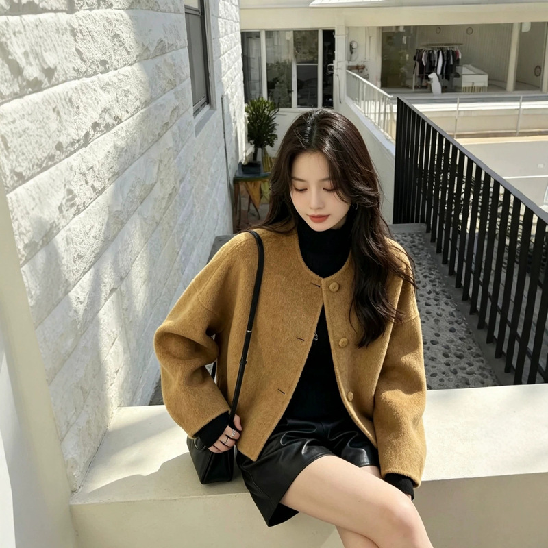 【Gentle Korean Style】Xiaoxiang Double-Sided Woolen Coat 2026 Autumn New Loose Korean Version Short Coat for Women