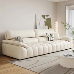 Italian-style Creamy New Cat-Scratch Resistant Sofa for Living Room—Perfect for Small Spaces, Nordic Minimalist Design with Piano-Key-Like Straight-Row Seating