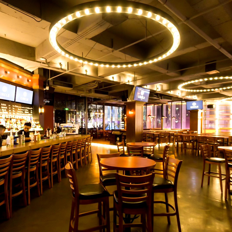 Supermercado bulbo anillo industrial centro comercial bar lámpara candelabro creativo anillo no estándar lámpara