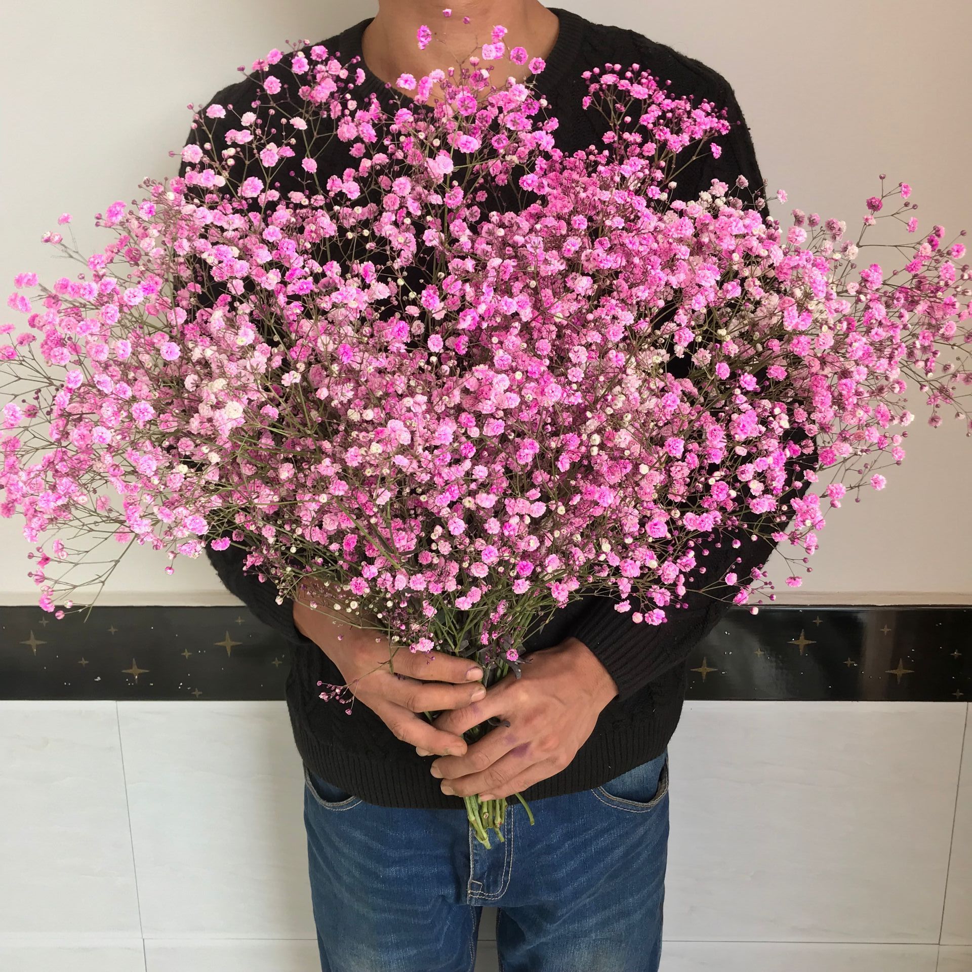 로즈 레드 안개꽃 초대형 꽃다발