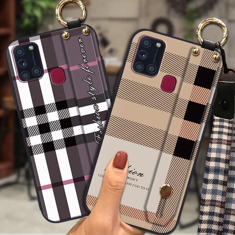 适用三星手机壳支架腕带散热男女款可爱潮流创意指环情侣纯色