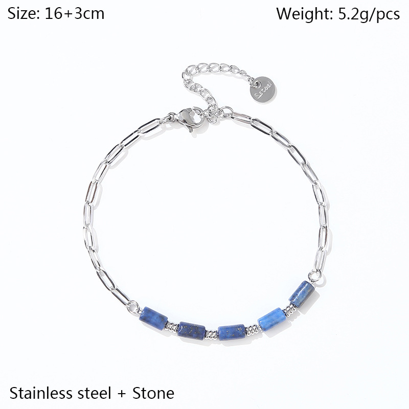 Ins Style Geometric Stainless Steel Natural Stone Plating 18k Gold Plated Bracelets display picture 1