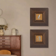 現代高級感法式復古南洋中古風客廳裝飾畫玄關斗櫃復古金錢豹掛畫